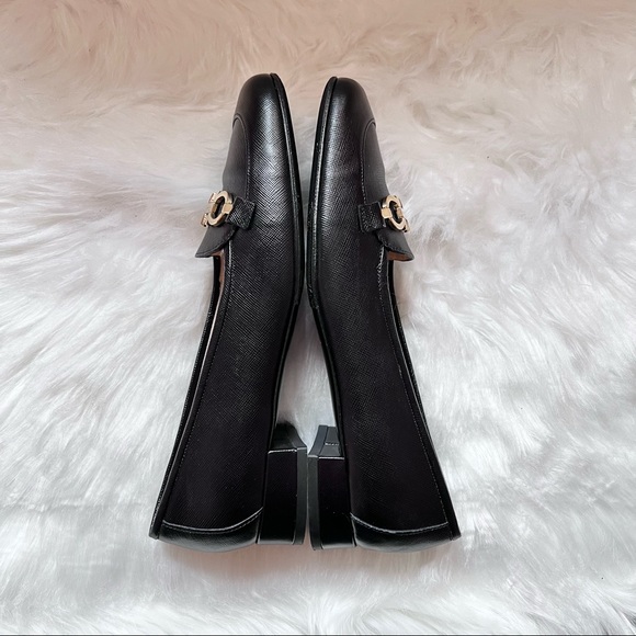 SALVATORE FERRAGAMO Gancini Logo Pebbled Leather Loafers - Picture 8 of 13